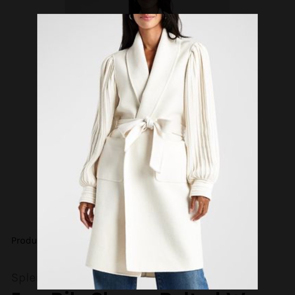 SPLENDID Rib Sleeved Belted Wrap Coat Small Ivy